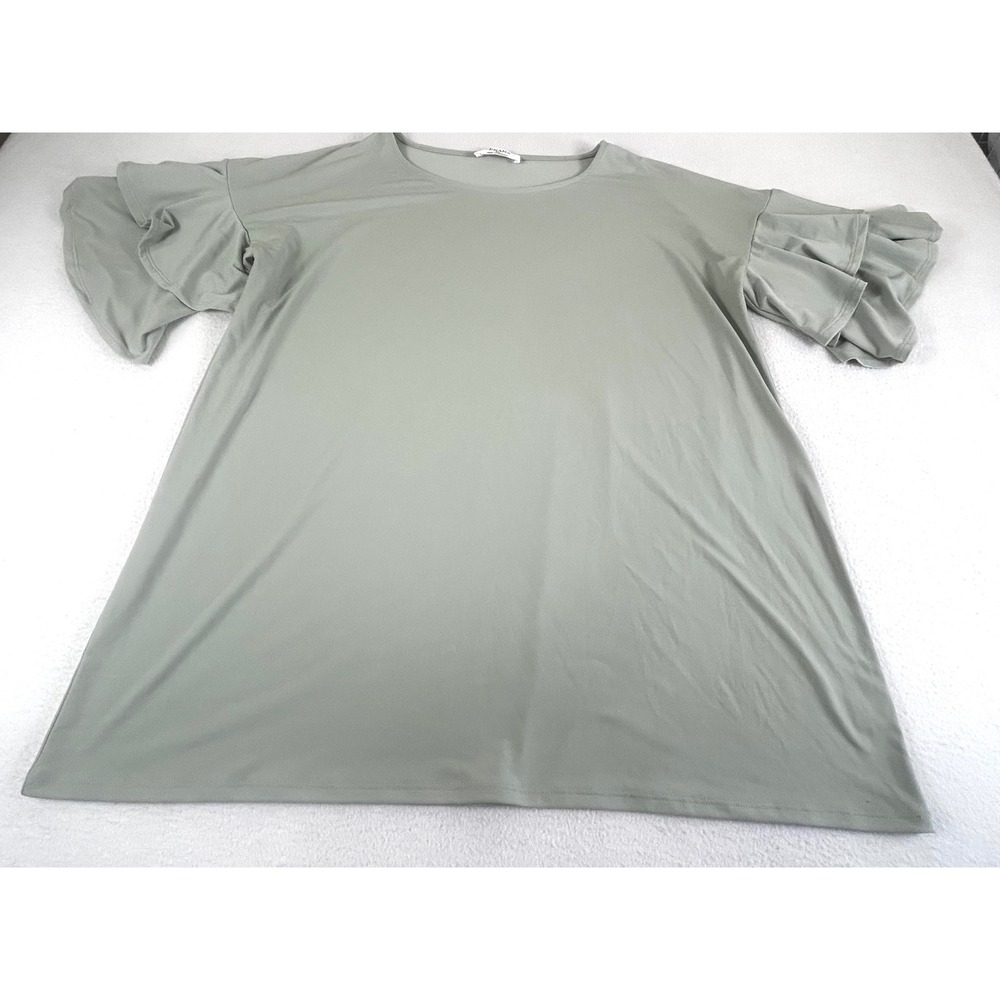 Zenana Women Sage Green Ruffle Tiered Sleeve T-Shirt Dress XL IT-7500AB
